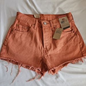 Levis 501 button fly jean denim shorts  high rise  sz 25 / 0 nwt